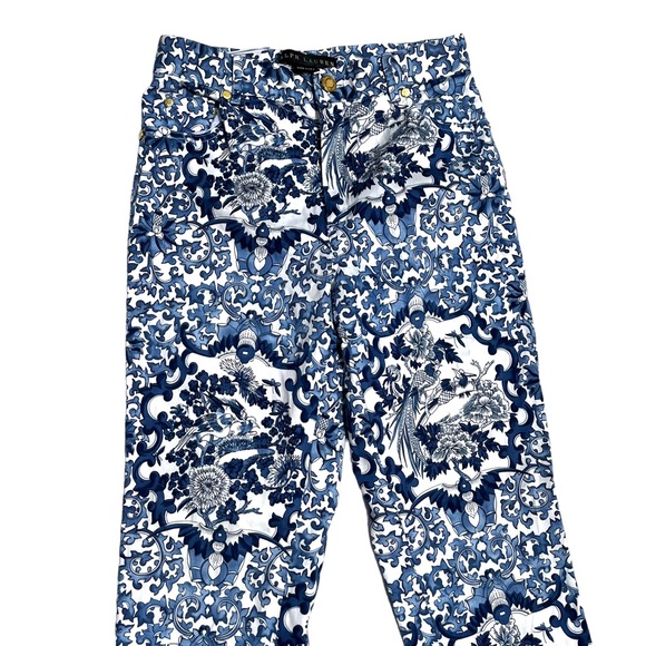 Ralph Lauren Black Label Blue & White Porcelain Print Pants Baroque Size 2 - Picture 6 of 10
